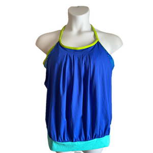 LANDS' END MULTI-COLOR RACER BACK TANKINI SWIM TOP SZ 18 EUC RN 479308 SKU0822